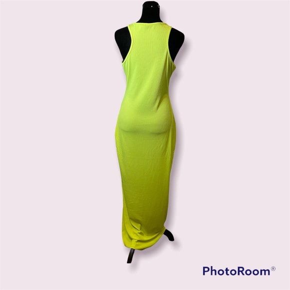 Neon Ribbed long v-neck dress - Picture 6 of 6